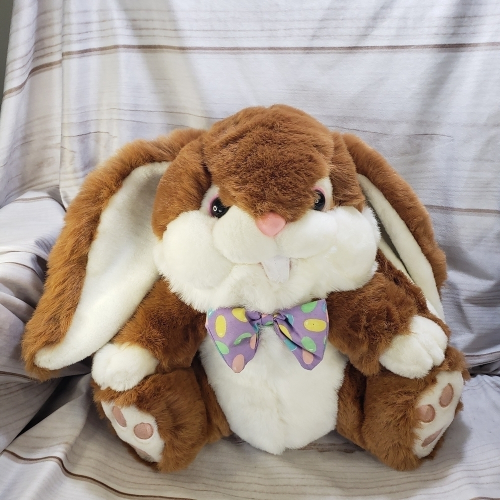 Dan Dee Brown White Easter Bunny Rabbit Plush Stuffed Animal 13 Inch Jellybean